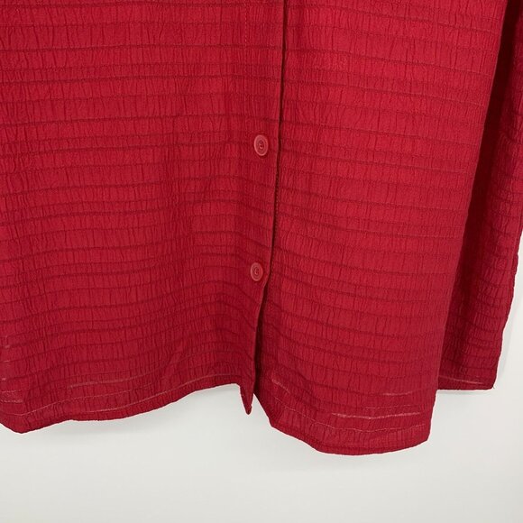 NY Collection Top Red Button Down Roll Tab 3/4 Sleeve NWT - Picture 6 of 10